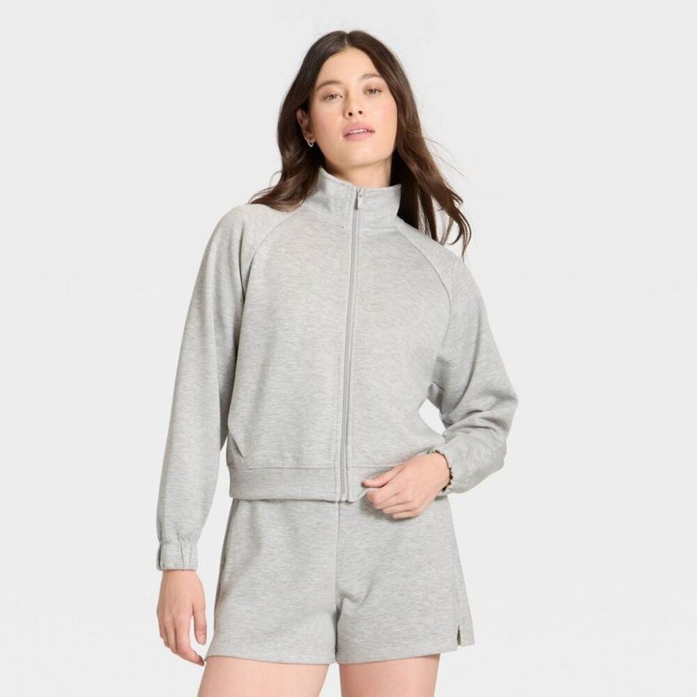 All In Motion - Women's Airy Sleek Full Zip Jacket - All In Motion Gray